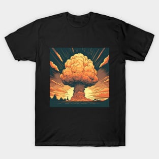 Nuclear explosion with mushroom cloud illustration T-Shirt